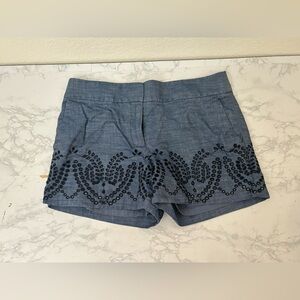 Ann Taylor Loft Riviera Short Chino Shorts Womens Size 6 Blue Cotton Beaded